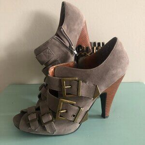 👛 (ANY 2/$30) FOOT CANDY Suede with 4" Faux Wood Heels, Buckles
